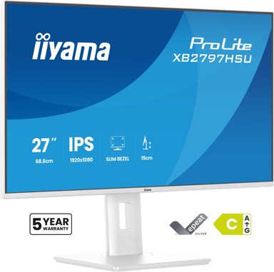 IIYAMA Monitor ProLite XB2797HSU-W1 / 27", 1920 x 1080, IPS, 120 Hz, 1 ms, HDMI, DisplayPort, bijela